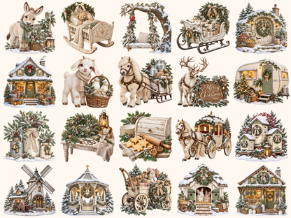 White Rustic Christmas Clipart — preview grid 6