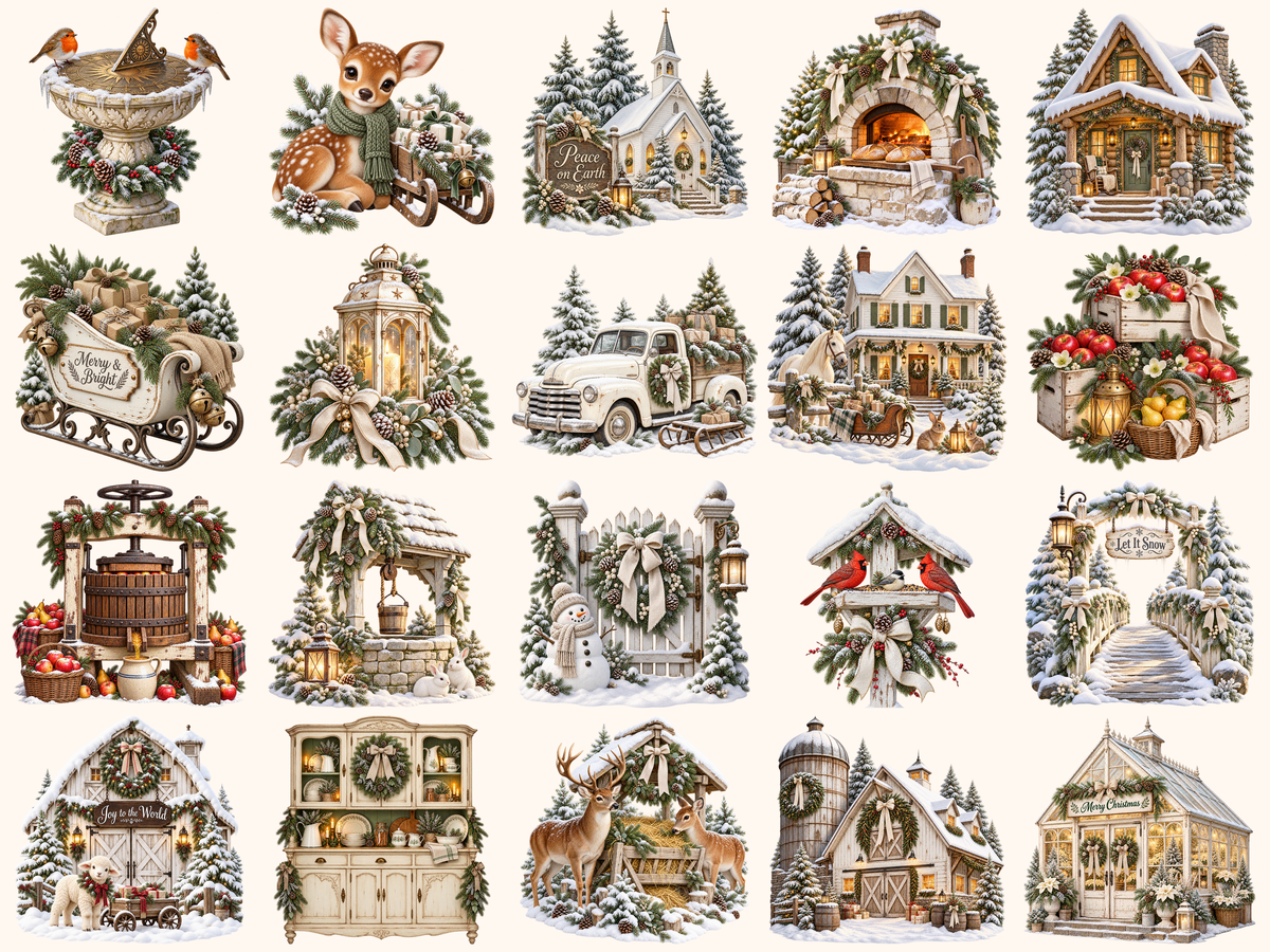 White Rustic Christmas Clipart — preview grid 7