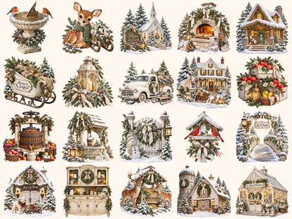 White Rustic Christmas Clipart — preview grid 7