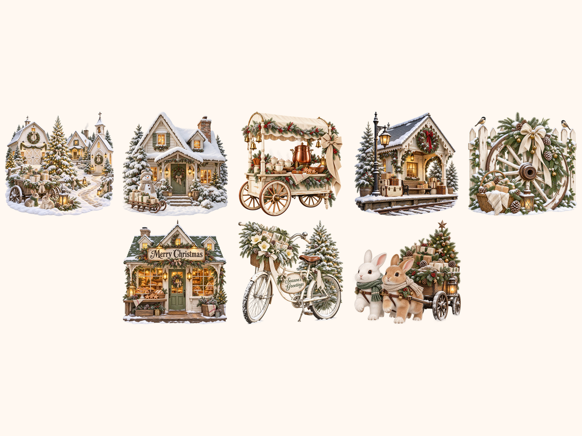White Rustic Christmas Clipart — preview grid 8