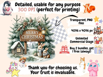 White Rustic Christmas (P2) Clipart christmas clipart - Wonders Artist