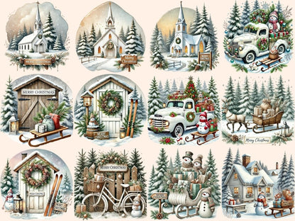 White Rustic Christmas (P2) Clipart christmas clipart - Wonders Artist