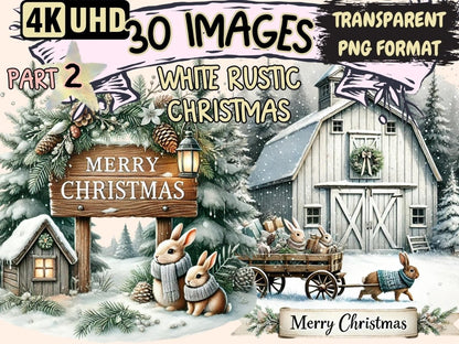 White Rustic Christmas (P2) Clipart christmas clipart - Wonders Artist