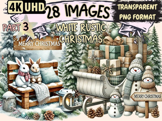 White Rustic Christmas (P3) Clipart christmas clipart - Wonders Artist