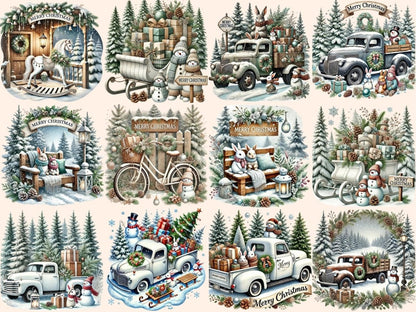 White Rustic Christmas (P3) Clipart christmas clipart - Wonders Artist