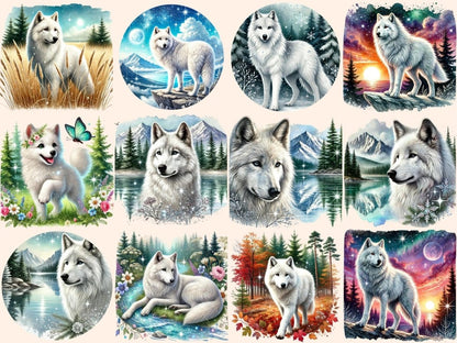 White Wolves (P2) Clipart snowy wolf PNG - Wonders Artist