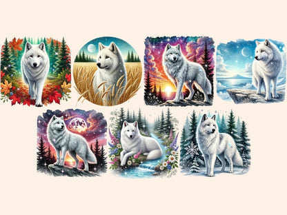 White Wolves (P2) Clipart snowy wolf PNG - Wonders Artist