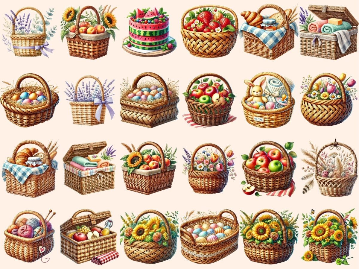 Wicker Baskets Clipart basket art basket clipart basket graphics - WondersArtist