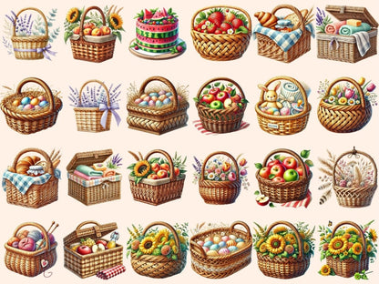 Wicker Baskets Clipart basket art basket clipart basket graphics - WondersArtist