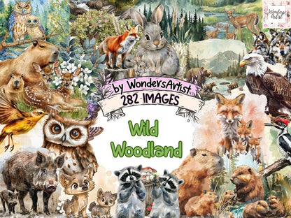 Wild Woodland Watercolor Clipart Forest Animals - Wonders Artist