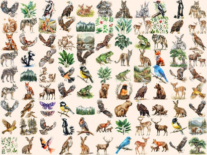 Wild Woodland Watercolor Clipart Forest Animals - Wonders Artist