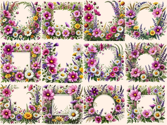 Klipart Rámce s Divokými Květinami