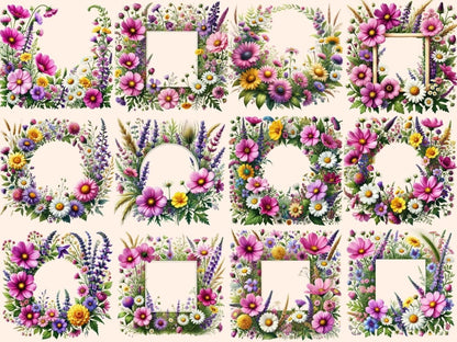 Wildflower Frames Clipart Cute frame art - Wonders Artist