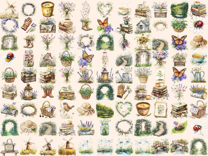 Wildflower Garden Watercolor Clipart blooming garden png - Wonders Artist