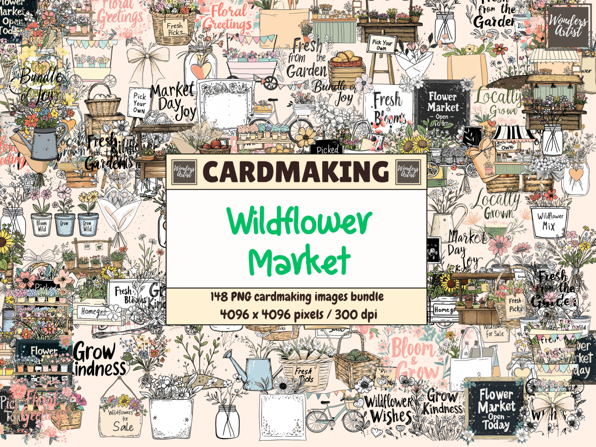 Wildflower Market Cardmaking Clipart All Bundles Cardmaking Clipart - WondersArtist