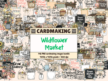 Wildflower Market Cardmaking Clipart All Bundles Cardmaking Clipart - WondersArtist