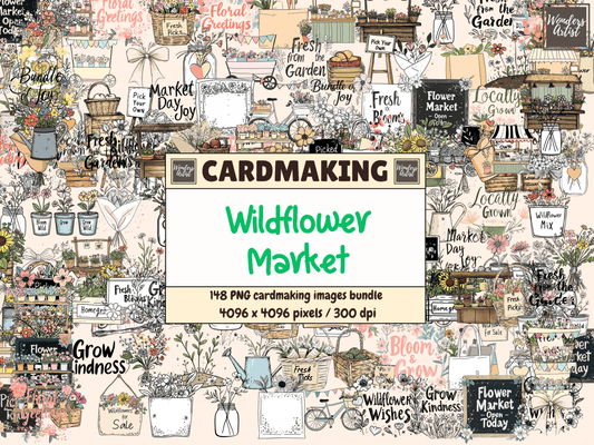 Wildflower Market Cardmaking Clipart All Bundles Cardmaking Clipart - WondersArtist