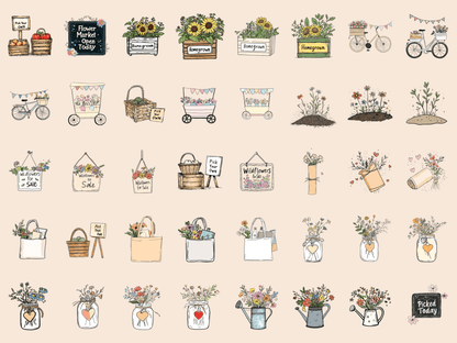 Wildflower Market Cardmaking Clipart All Bundles Cardmaking Clipart - WondersArtist