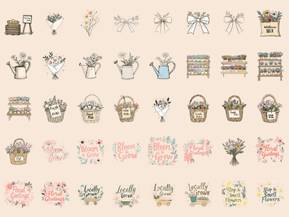 Wildflower Market Cardmaking Clipart All Bundles Cardmaking Clipart - WondersArtist