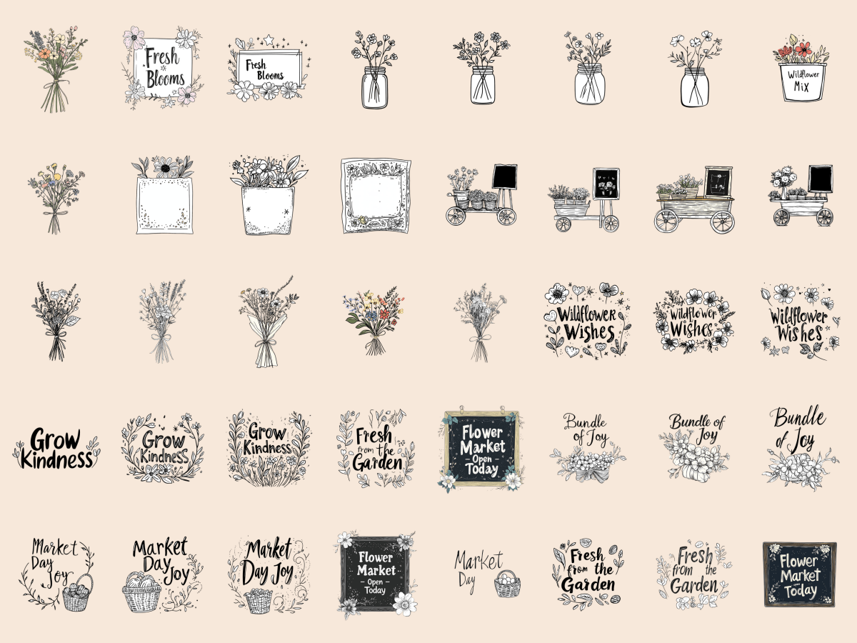 Wildflower Market Cardmaking Clipart All Bundles Cardmaking Clipart - WondersArtist