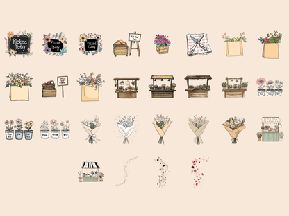 Wildflower Market Cardmaking Clipart All Bundles Cardmaking Clipart - WondersArtist