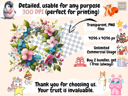 Wildflower Wreaths (P2) Clipart boho wreath clipart - Wonders Artist