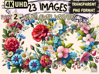 Wildflower Wreaths (P2) Clipart boho wreath clipart - Wonders Artist