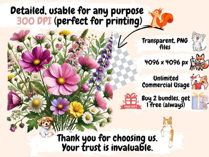 Wildflowers Clipart Cute wildflower art - Wonders Artist
