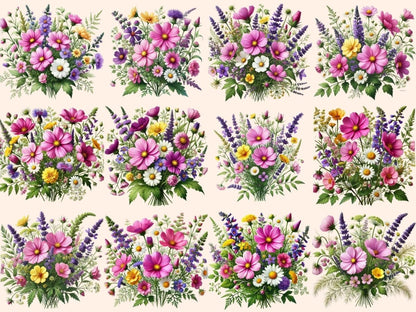 Wildflowers Clipart Cute wildflower art - Wonders Artist