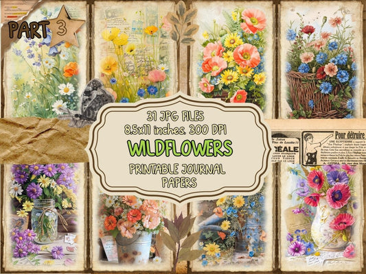 Wildflowers Journal Pages (P3) Botanical Pages - Wonders Artist