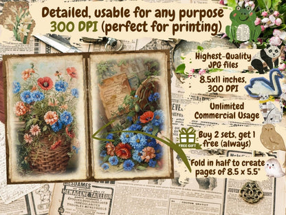 Wildflowers Journal Pages (P3) Botanical Pages - Wonders Artist