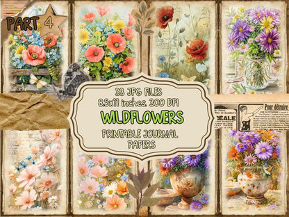 Wildflowers Journal Pages (P4) Botanical Pages - Wonders Artist