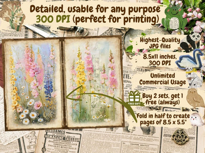 Wildflowers Journal Pages (P5) Botanical Pages - Wonders Artist