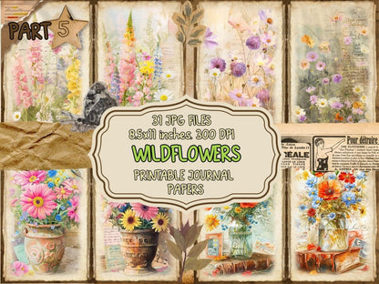 Wildflowers Journal Pages (P5) Botanical Pages - Wonders Artist