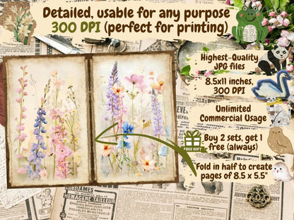 Wildflowers Journal Pages (P6) Botanical Pages - Wonders Artist