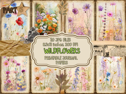 Wildflowers Journal Pages (P6) Botanical Pages - Wonders Artist