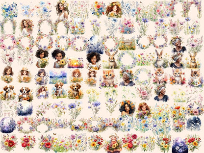 Wildflowers Watercolor Clipart beautiful flower png - Wonders Artist