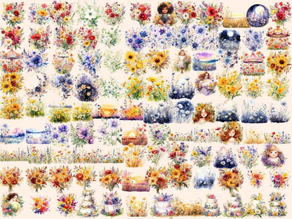 Wildflowers Watercolor Clipart beautiful flower png - Wonders Artist