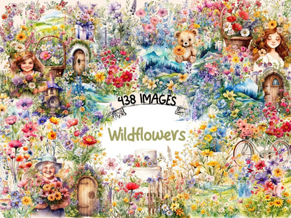 Wildflowers Watercolor Clipart beautiful flower png - Wonders Artist
