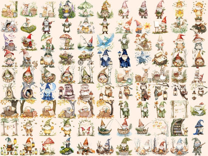 Wildwood Gnomes Watercolor Clipart cute gnome clipart fantasy gnome png forest gnome png - WondersArtist
