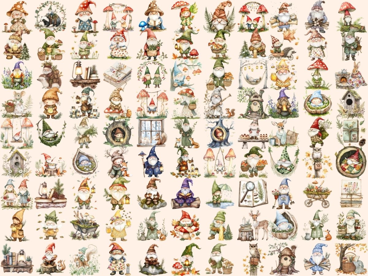 Wildwood Gnomes Watercolor Clipart cute gnome clipart fantasy gnome png forest gnome png - WondersArtist