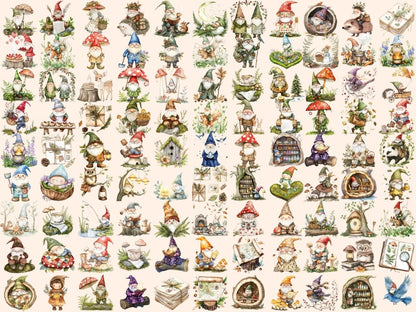 Wildwood Gnomes Watercolor Clipart cute gnome clipart fantasy gnome png forest gnome png - WondersArtist