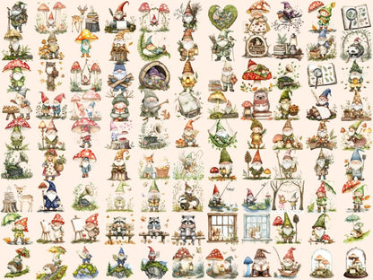 Wildwood Gnomes Watercolor Clipart cute gnome clipart fantasy gnome png forest gnome png - WondersArtist