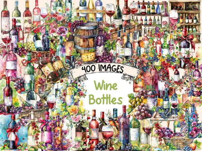 Wine Bottles Watercolor Clipart Bottles PNG - Wonders Artist