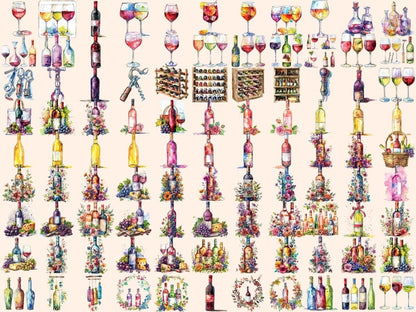 Wine Bottles Watercolor Clipart Bottles PNG - Wonders Artist