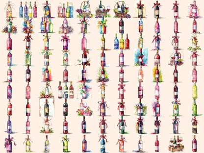 Wine Bottles Watercolor Clipart Bottles PNG - Wonders Artist