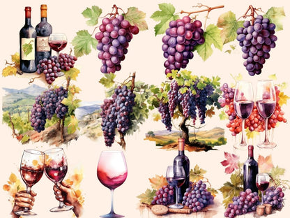 Wine Watercolor Clipart alcohol clipart - Wonders Artist