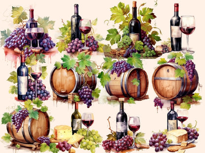 Wine Watercolor Clipart alcohol clipart - Wonders Artist
