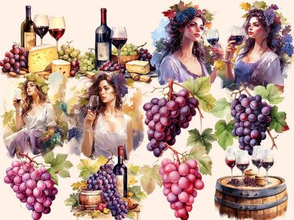 Wine Watercolor Clipart alcohol clipart - Wonders Artist
