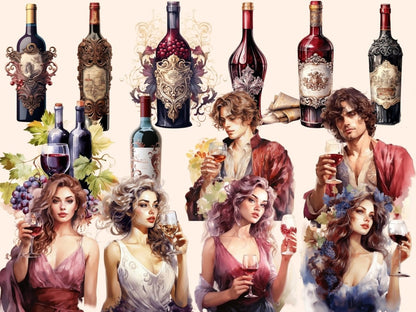 Wine Watercolor Clipart alcohol clipart - Wonders Artist